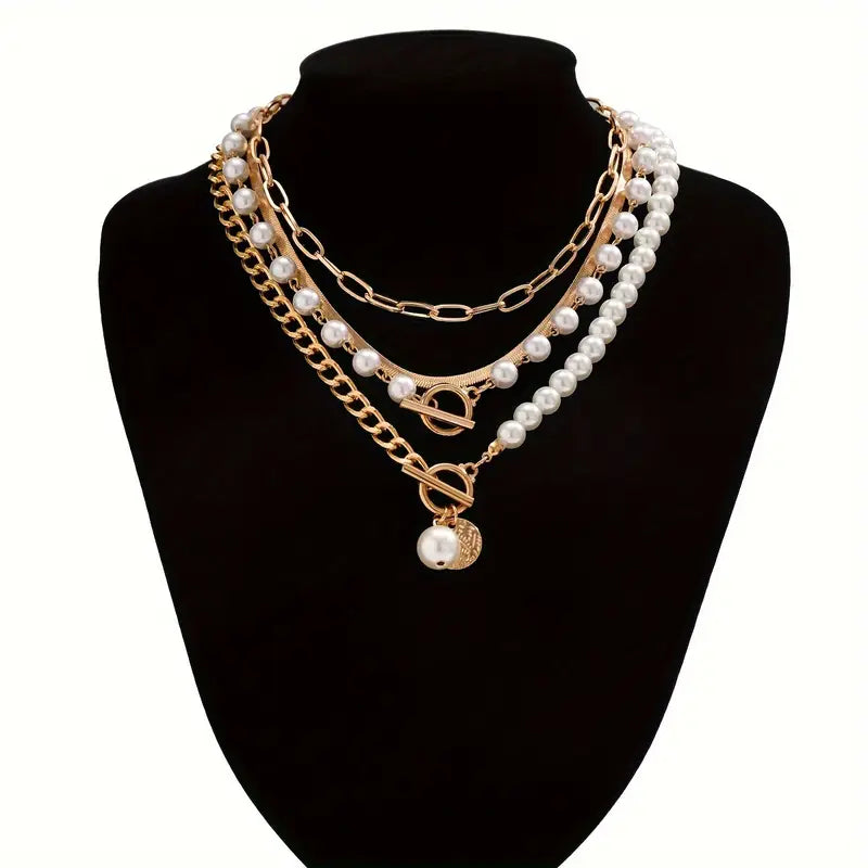 Moderne Parel Gelaagde Ketting Set