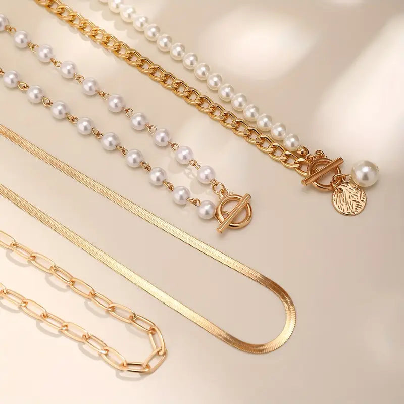 Moderne Parel Gelaagde Ketting Set