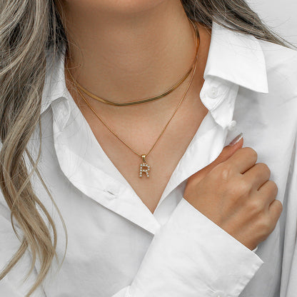 Fiona Gelaagde Gouden Initiaal Letter Ketting