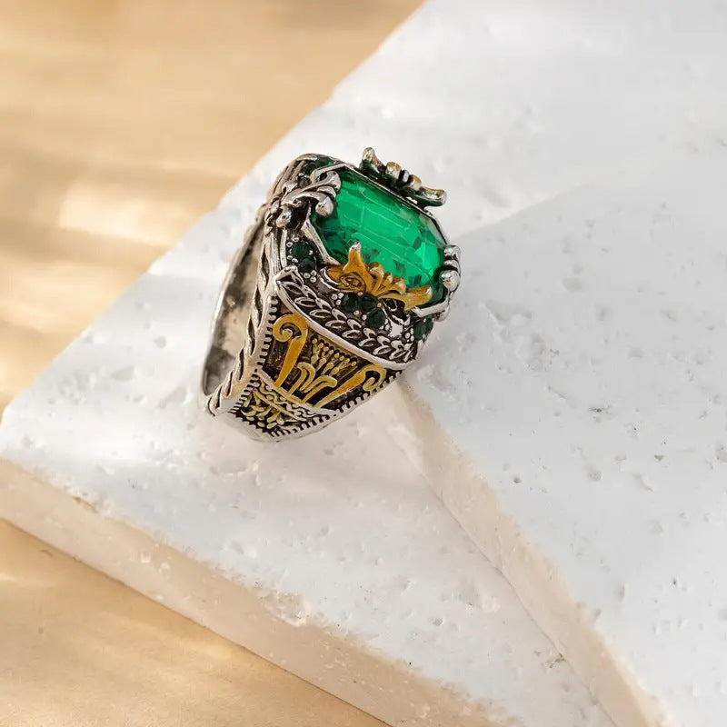 Zilveren Smaragden Vintage Ring