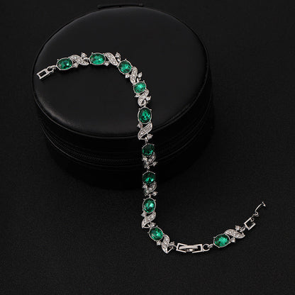 Zilveren Smaragden Vintage Schakel Armband