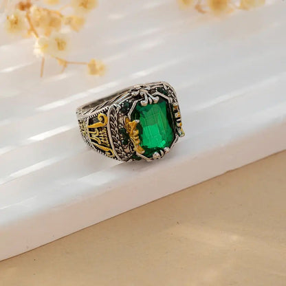 Zilveren Smaragden Vintage Ring
