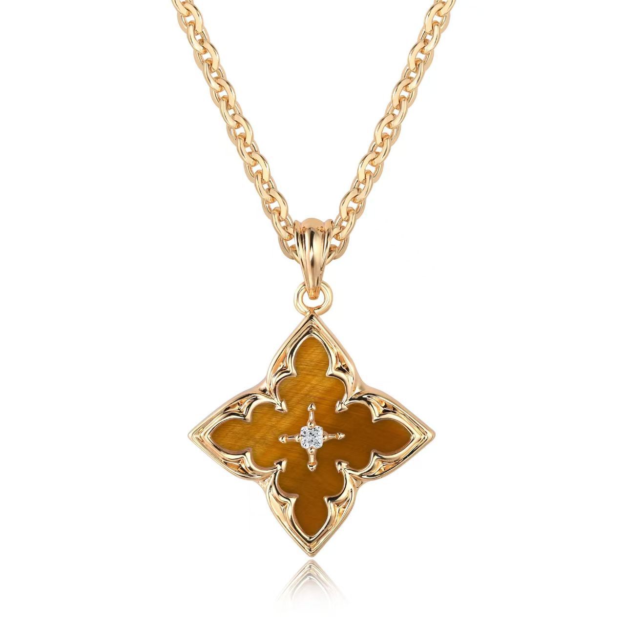 Witte Clover Hanger Ketting | Goud