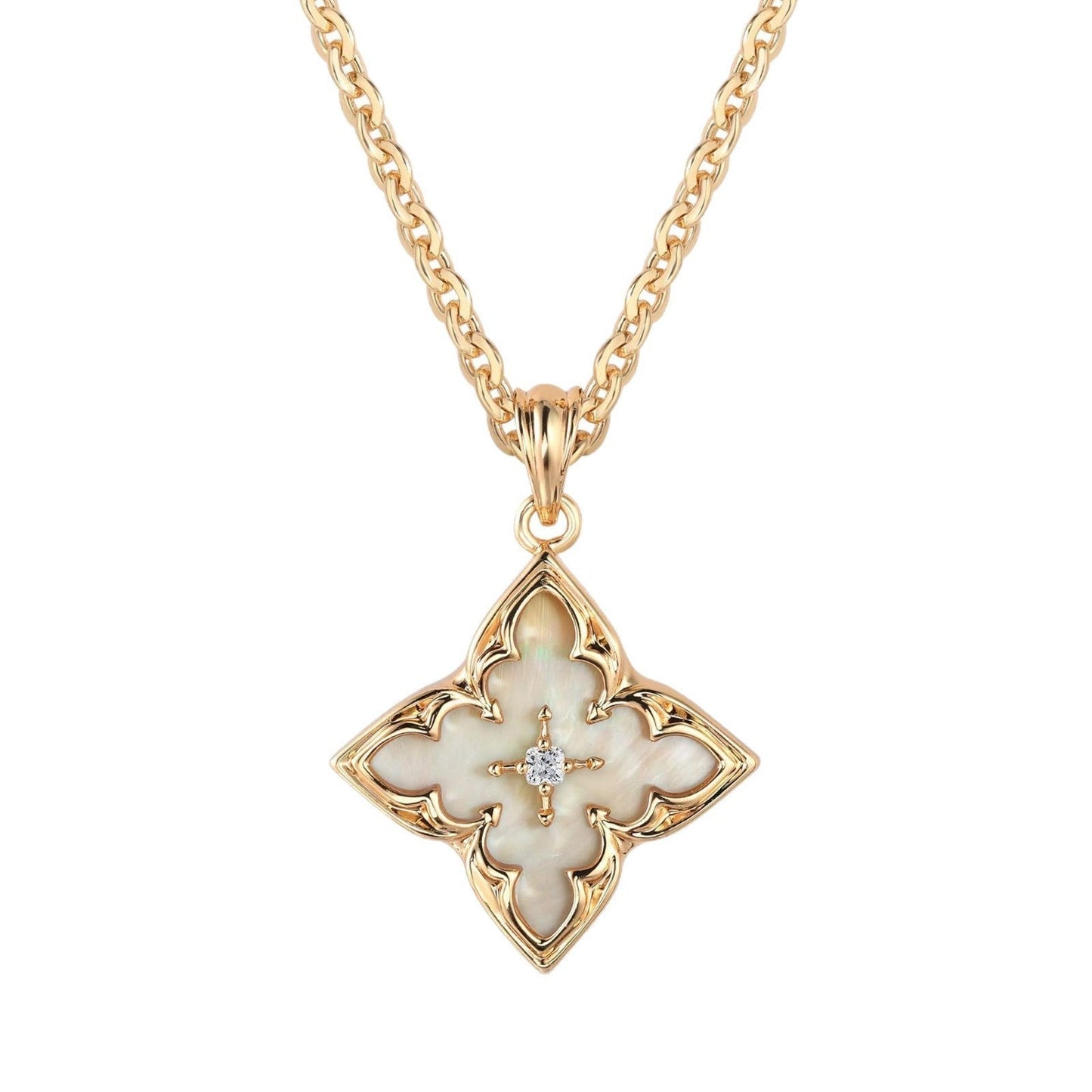 Bruine Clover Hanger Ketting | Goud
