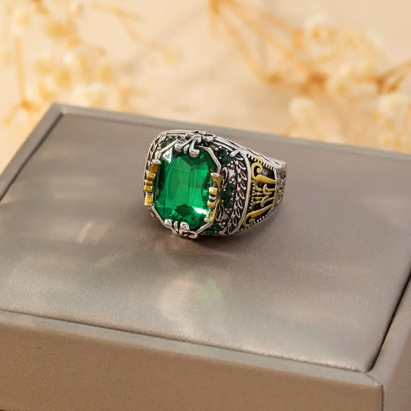 Zilveren Smaragden Vintage Ring