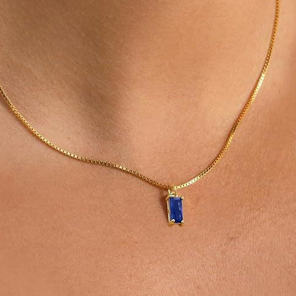 Minimalistische Saffieren Hanger Ketting | Witgoud