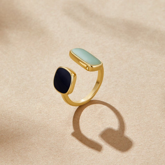 Gouden Dual Steen Open Ring