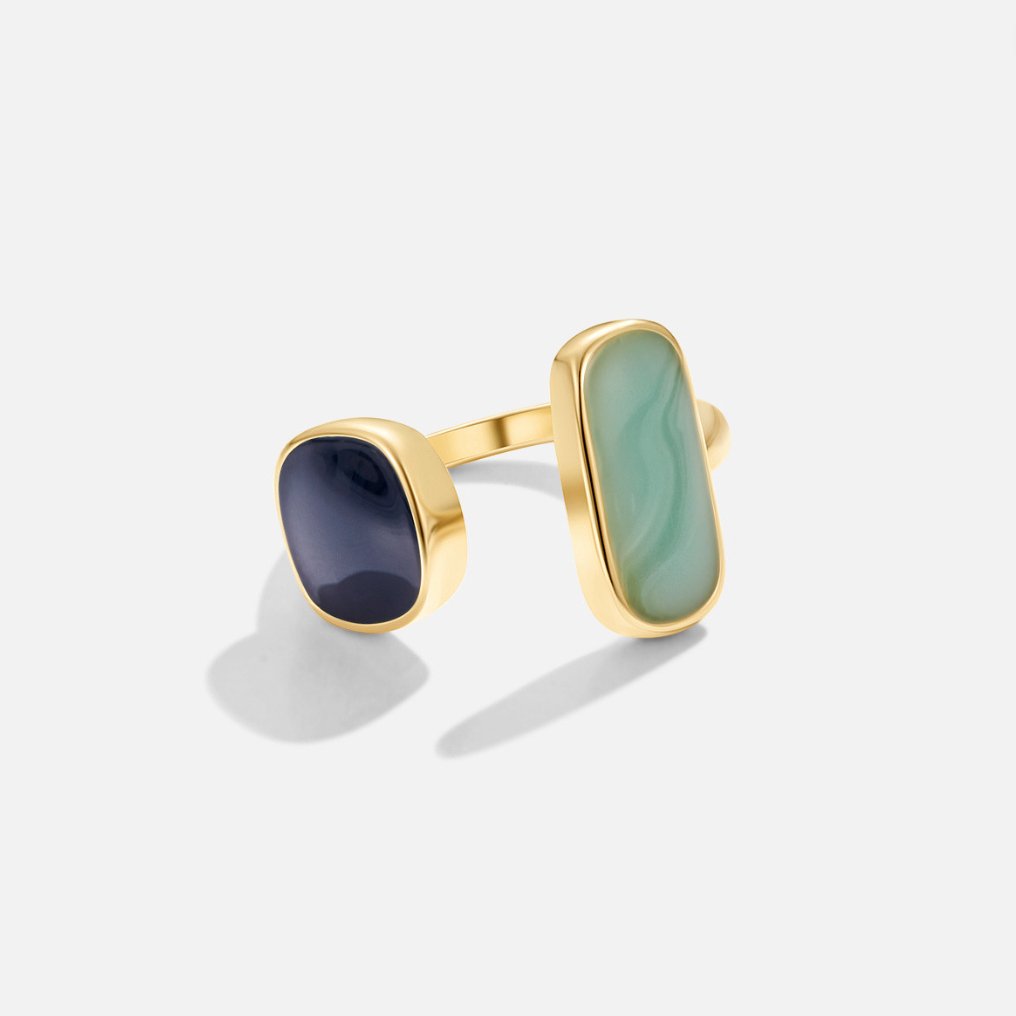 Gouden Dual Steen Open Ring