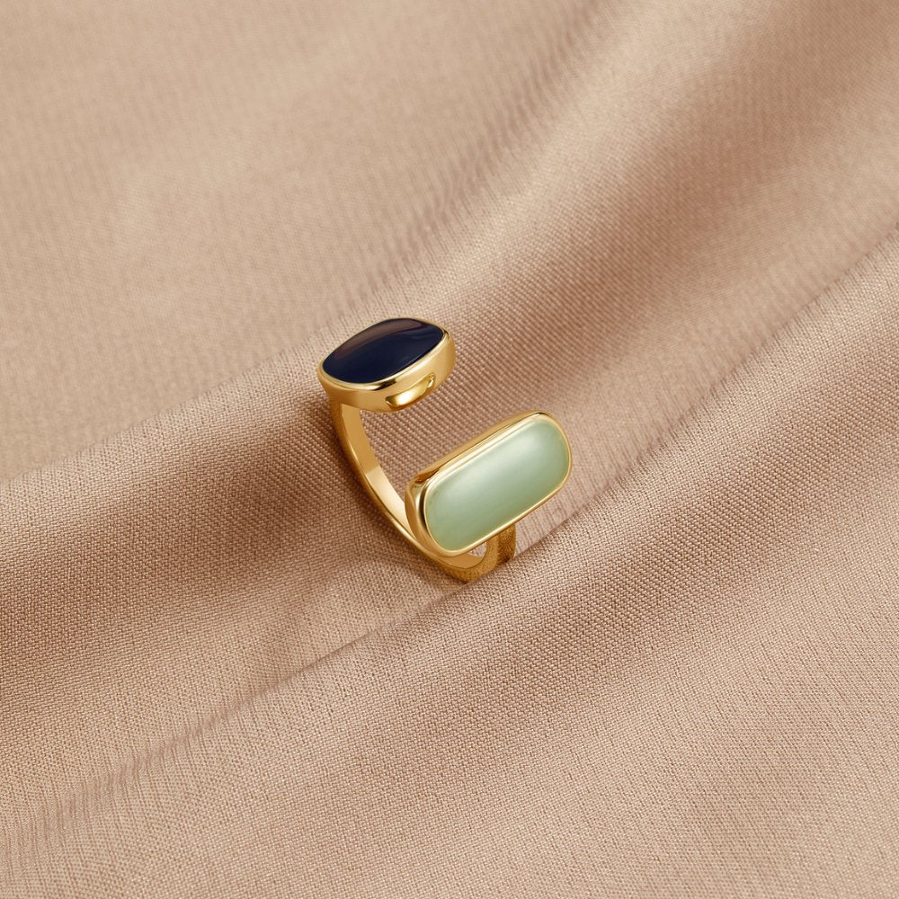 Gouden Dual Steen Open Ring