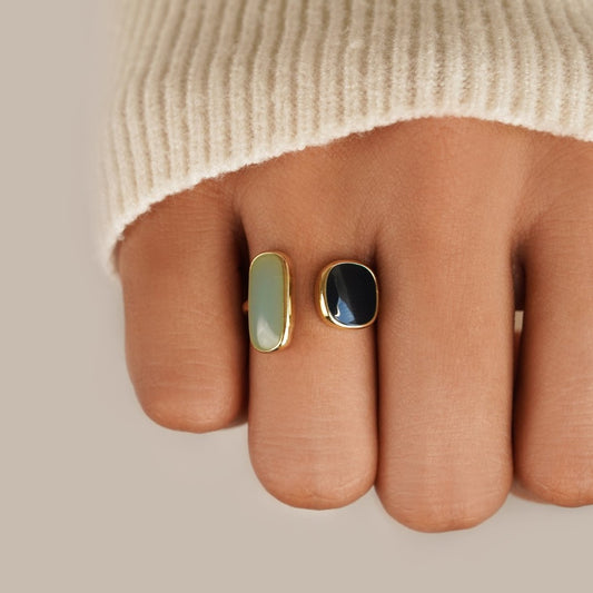 Gouden Dual Steen Open Ring