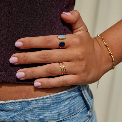 Gouden Dual Steen Open Ring