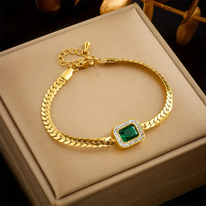 Gouden Smaragden Schakelarmband