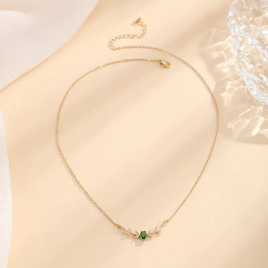 Gouden Smaragden Minimalistische Ketting