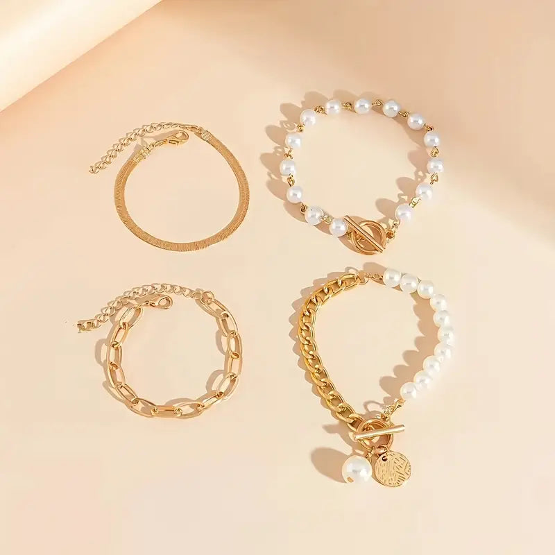 Premium Gelaagde Parel Armband Set