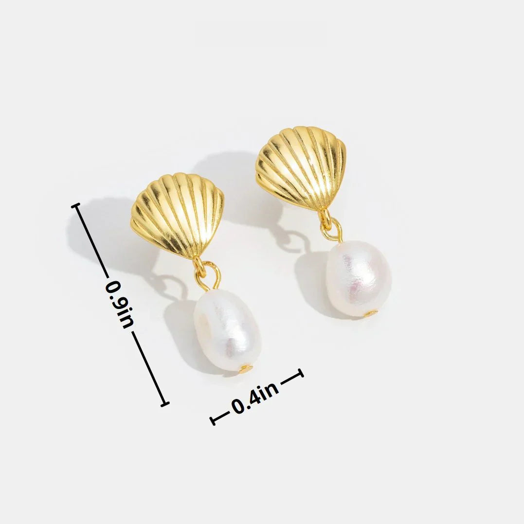 Gouden Shell Parel Oorbellen