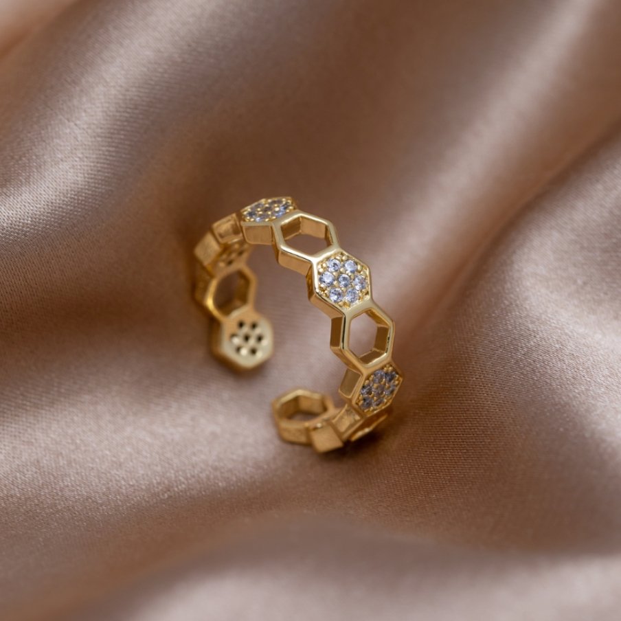 Gouden Geometrische Open Ring
