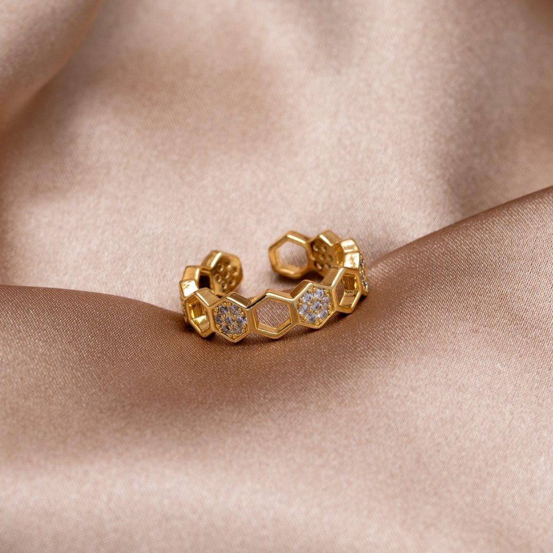 Gouden Geometrische Open Ring