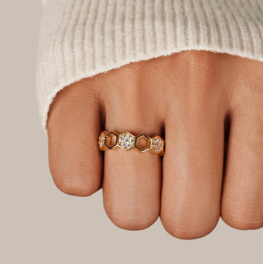 Gouden Geometrische Open Ring