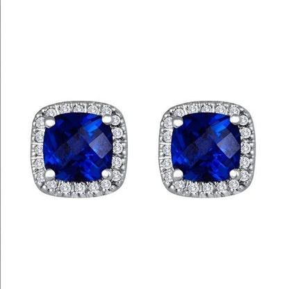 Saphir Vierkante Stud Oorbellen | Witgoud