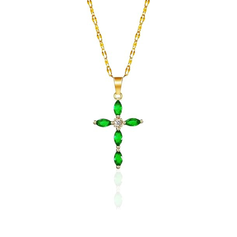 Smaragden Kruis Ketting | Goud